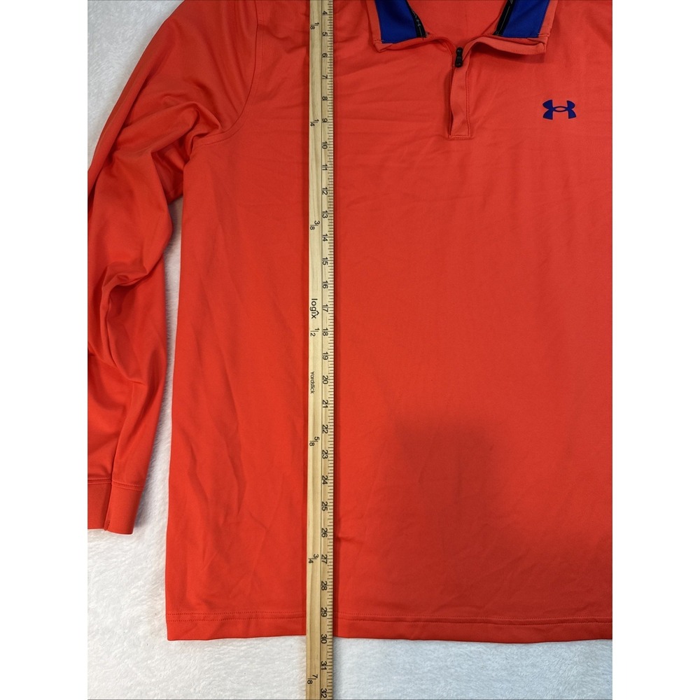 Under Armour Shirt Mens Extra Large 2XL Orange Long Sleeve Golf Polo Performance - Picture 4 of 7